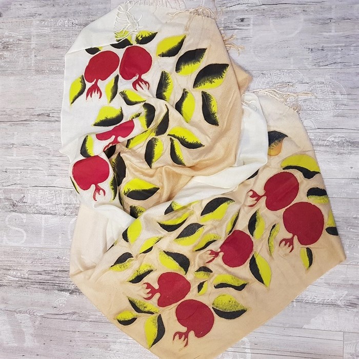 Палантин-шарф с ручной росписью "Гранаты" - фото 7230