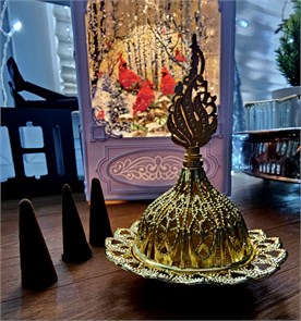 1722 Ароматическая бахурница для конусов и 3 конуса в комплекте 1722